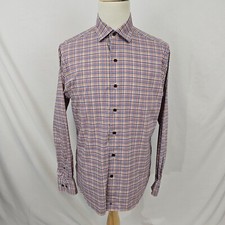 David Donahue Fusion Performance Stretch Dress Shirt Red Orange Check 16.5 x 35