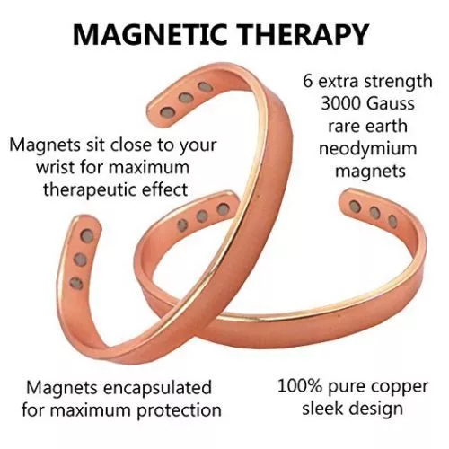 Bracciale magnetico rame artrite dolore energia UOMO DONNA BRACCIALE REGOLABILE NUOVO US - Foto 11 di 13