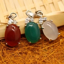 Natural Stone Agates Charms Egg Shape Pendants DIY Necklace Accessories Jewelry