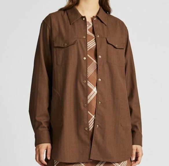 Uniqlo Women Shirts Jacket HANA TAJIMA Brown Sz L