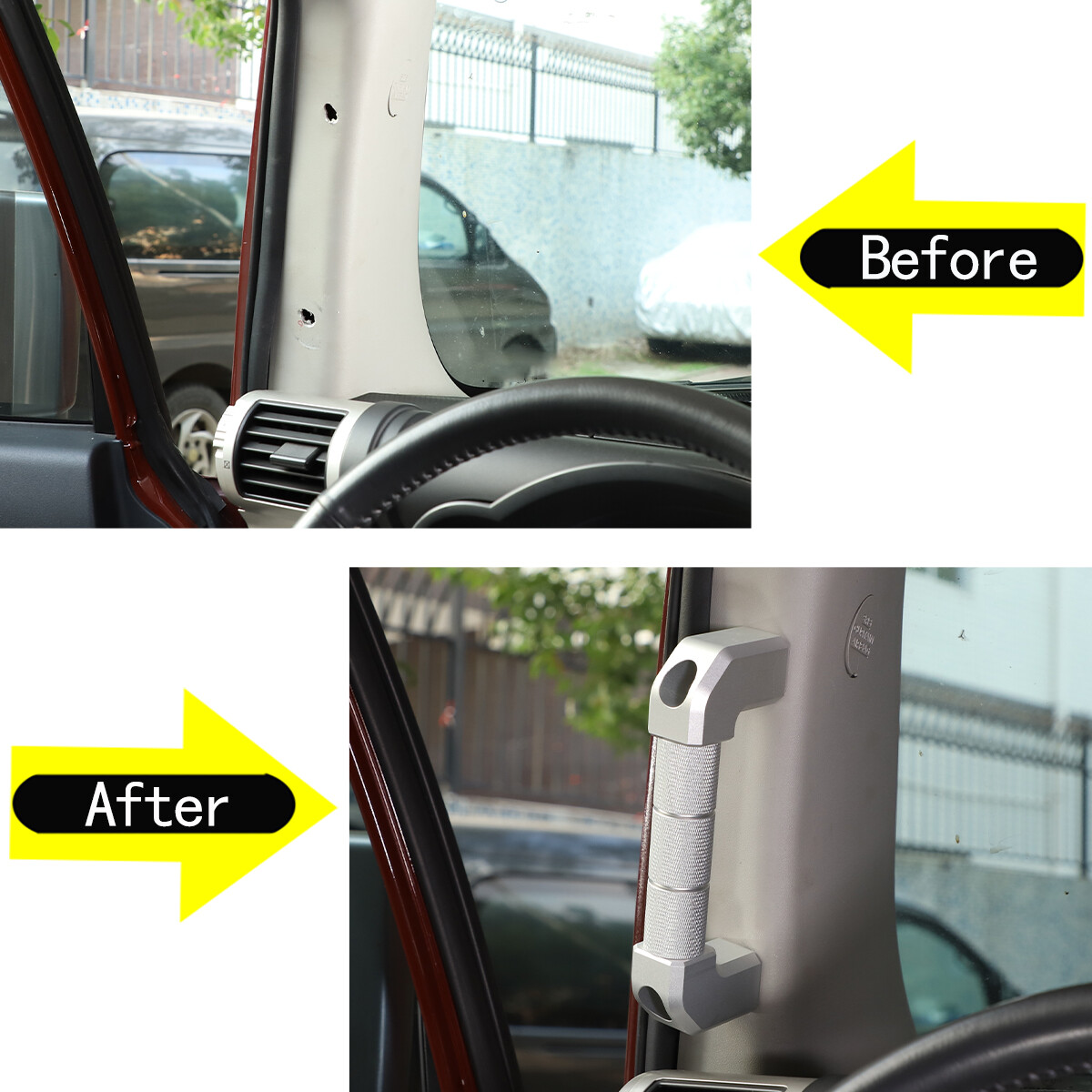 Silver Alloy A-Pillar Handle Replace Trim For Toyota FJ Cruiser 2007-2021