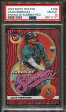 2023 Julio Rodriguez Topps Pristine Swings of Summer Red  1/5 #SS6 PSA 10 GEM MT