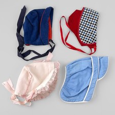 Vintage Baby Bonnets 60s 70s Lot of 4 Pink Blue Red