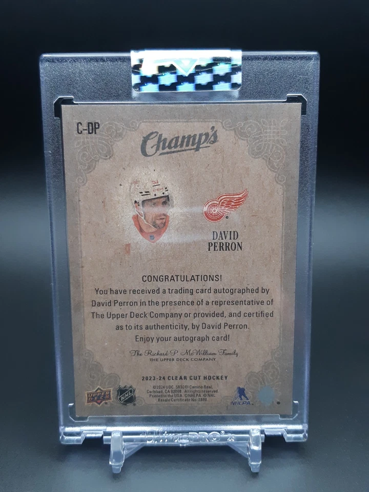 2023-24 Upper Deck Clear Cut Champs David Perron #C-DP Auto - Image 2 of 2