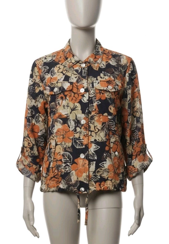 Ruby Rd Jacket Floral Orange Button Front Women's… - image 1