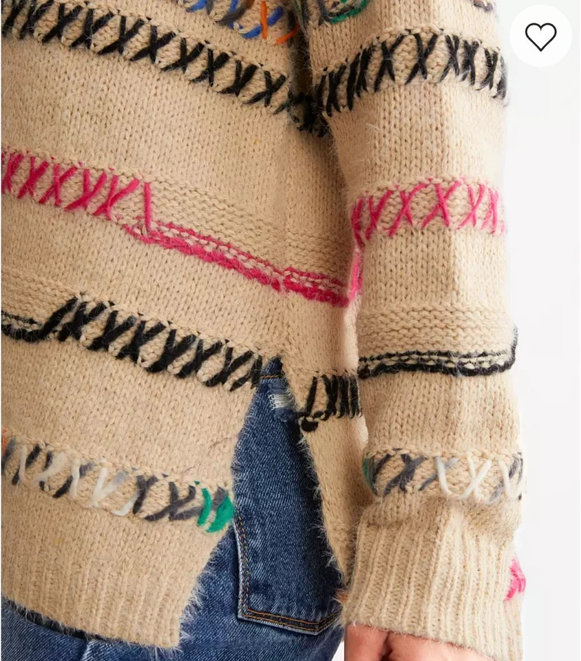 Suéter Willow & Root exclusivo para mujer multi puntada de gran tamaño crema pops pequeño Foto 4 de 4