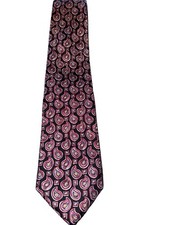 Brooks Brothers Makers Pink Paisley Silk Tie Black Pattern Made in USA