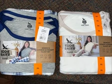 Eddie Bauer 2 Piece Ultra Soft Sleep Pajama Lounge Set 1845957 BLUE TAN PICK
