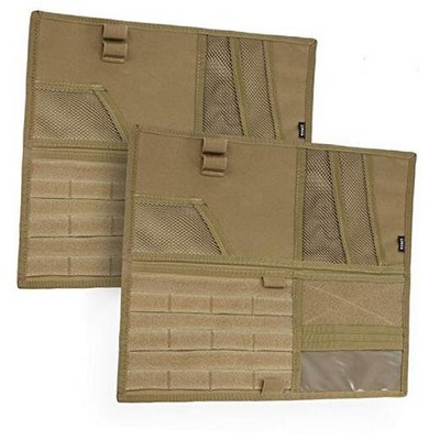 Car Sun Visor Organizer with Double-Sided Folding MOLLE Panel, Khaki - 2 Packs
