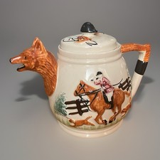 Vintage Portland Pottery Fox And Hound Hunting Scene Tea Pot