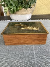 Szkatułka vintage, ręcznie robiona drewniana puszka na przybory myśliwskie lub puszka na tytoń