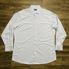 Proper Cloth Performance Shirt Mens XXL Light Blue Micro Houndstooth Long Sleeve