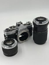 Olympus OM-1N Black 35mm SLR Film Camera With W 2 Vivitar Lenses Untested W Film