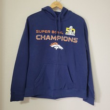Denver Broncos Super Bowl 50 Men's Large Hoodie Sweatshirt Blue