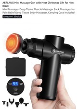 Aerlang Mini Massage Gun With Heat With 7 Attachments Black