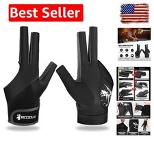 Billiard Pool Gloves for Left Hand 3 Finger, Splicing Process, Snooker Cue Sp...