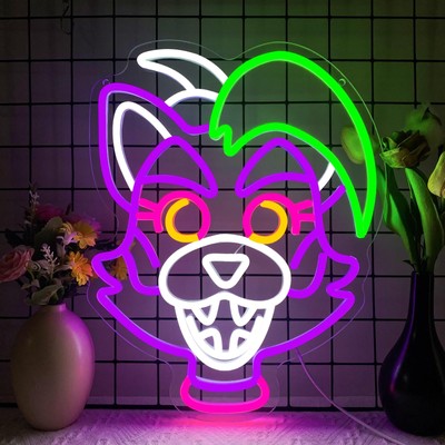 Anime Cartoon Glamrock Roxanne Wolf Neon Signs for Wall Decor,USB Dimmable Ca...