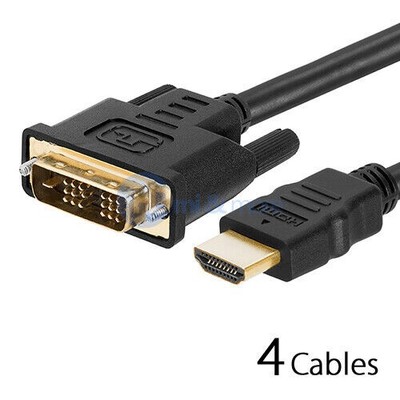 DVI-D Male to HDMI Male 10 FT Gold Cable for HDTV Full HD TV 10 feet - PACK of 4
