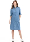 NEW Lightweight Blue Denim Plus Sz 2X Cotton Button Up Dress Side Pockets BLAIR