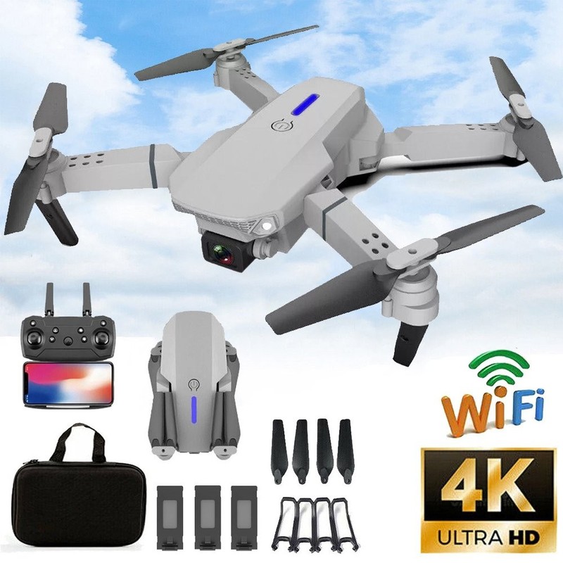 Drone Dual Camera 4K HD WIFI FPV Foldable 3 Batteries Selfie RC Quadcopter Gift