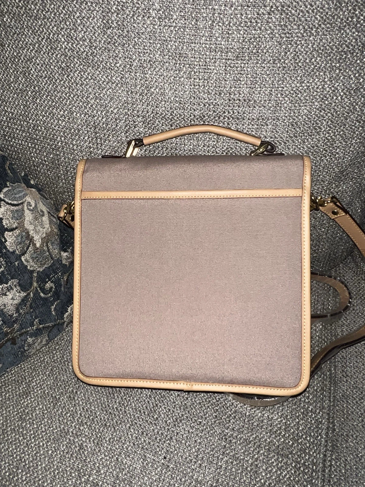 Dooney & Bourke borsa a mano vintage in tela e pelle tortora (nuova)