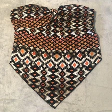 Rue21 Tube Top Womens XL Black Aztec Boho Hippie Southwestern Strapless Festival