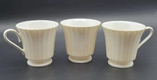 3 MIKASA Petite Bone China Fluted Gold L9811 Coffee Tea Cups Mugs Replacement