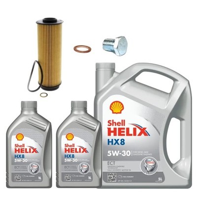 7L 5W30 SHELL HELIX HX8 FILTER SERVICE KIT FOR BMW 740d MSPORT G11 3.0 15-21