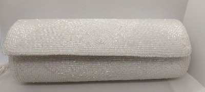 Vintage Richere Japan White Beaded Small Purse Evening Formal Elegant Read