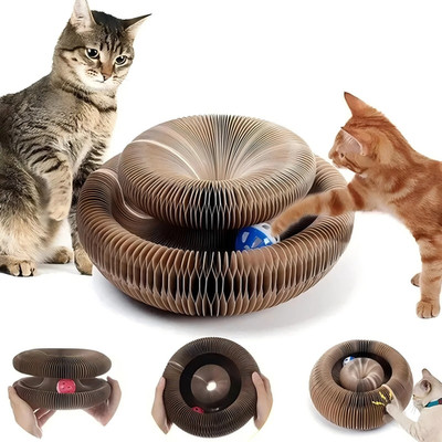 Magic Cat Scratch Organ Board Katzenspielzeug Mit Ball Katze Schleifklaue Katze 