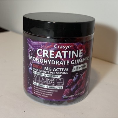 Crasye Creatine Monohydrate Gummies Blueberry & Raspberry Sugar-Free 8000mg