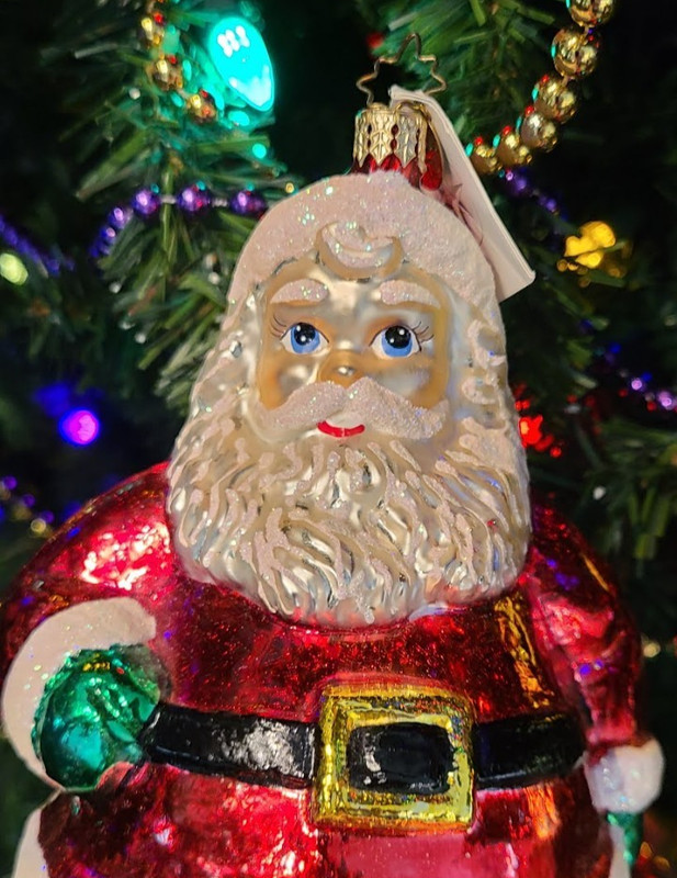CHRISTOPHER RADKO "BOWL FULL OF JELLY" SANTA GLASS ORNAMENT 2003 LARGE PREOWNED