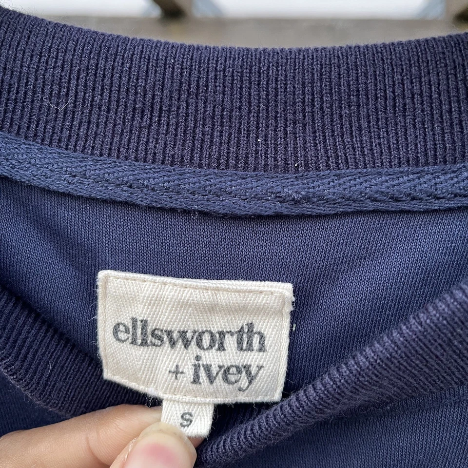 Sudadera Ellsworth+Ivey Tennis Lines Pickleball Talla S Suéter Azul Marino Bordado Foto 2 de 4