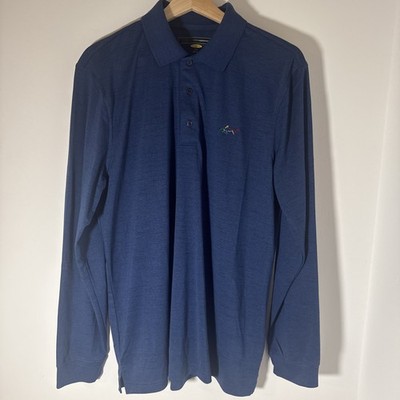 Greg Norman Play Dry Golf Poloshirt Herren Größe M Langarm Blau Sport