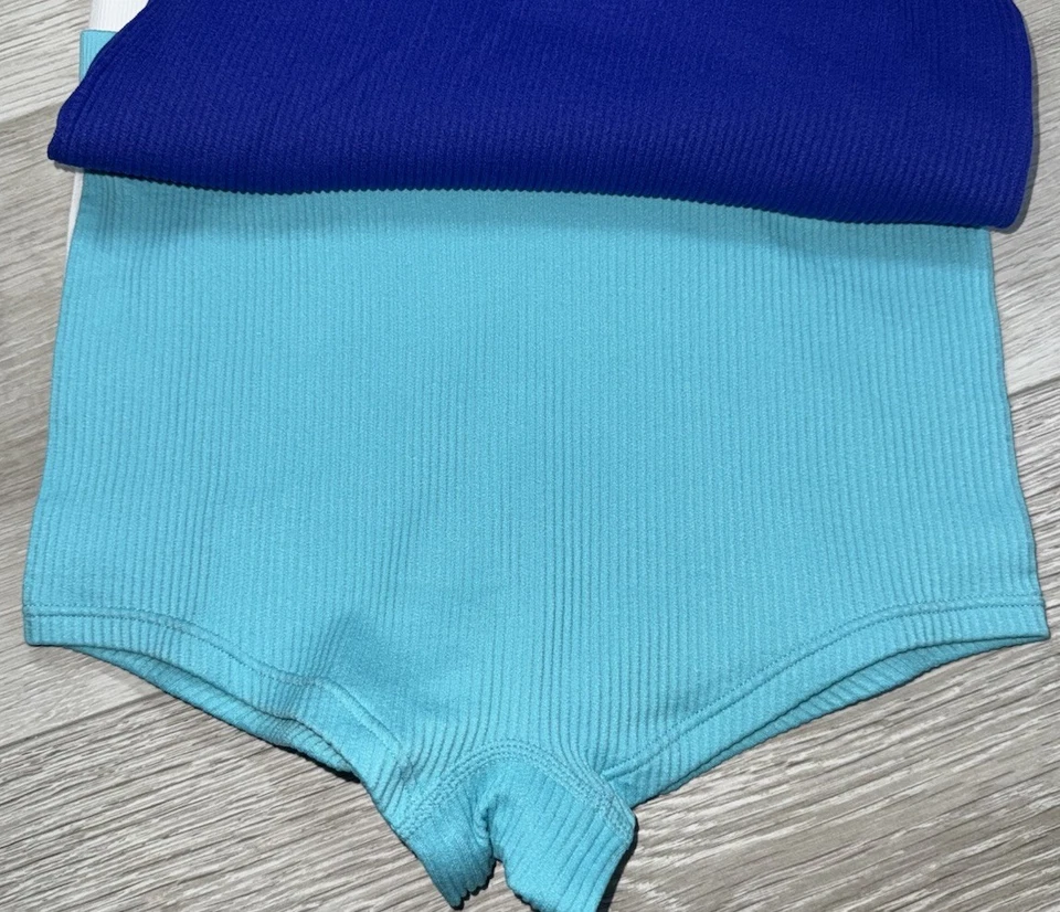 HANES оригиналы 3 пары Boyshort нижнее белье трусики ребристый нейлона синий белый размер L - Изображение 3 из 4