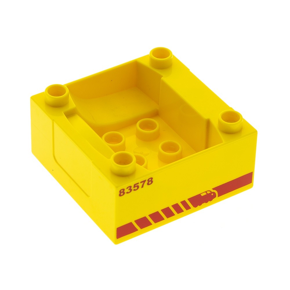 1X Lego Duplo Cab 4X4 Yellow Type 2 Printed Red Attachment Train 83578 98456