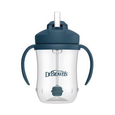 Dr Brown's Baby First Straw Cup 9oz Spill Proof Easy Grip Dark Blue 6m+