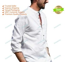 Mens Kurta White Shirt Solid Kurta Mens Wear Cotton Kurta Long Sleeve Kurta