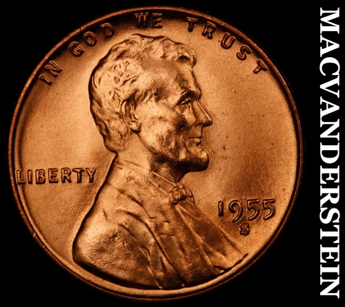 1955-S Lincoln Wheat Cent- Red- Choice Gem Brilliant Uncirculated Luster #J738