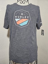 Hurley Boys Gray Graphic Logo Short Sleeve T-Shirt Size 158-170CM 13-15 YRS