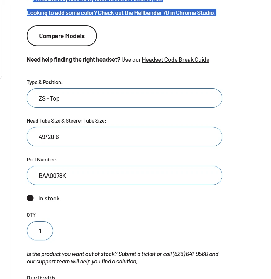 Cane Creek Headset Bearing Top BAA0078K ZS49/28 6-h8-Black NIB - Image 2 of 4