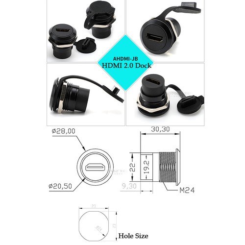 D-Type Data module Socket Round With Cover Dustproof, waterproof Black/Silver - Picture 8 of 32