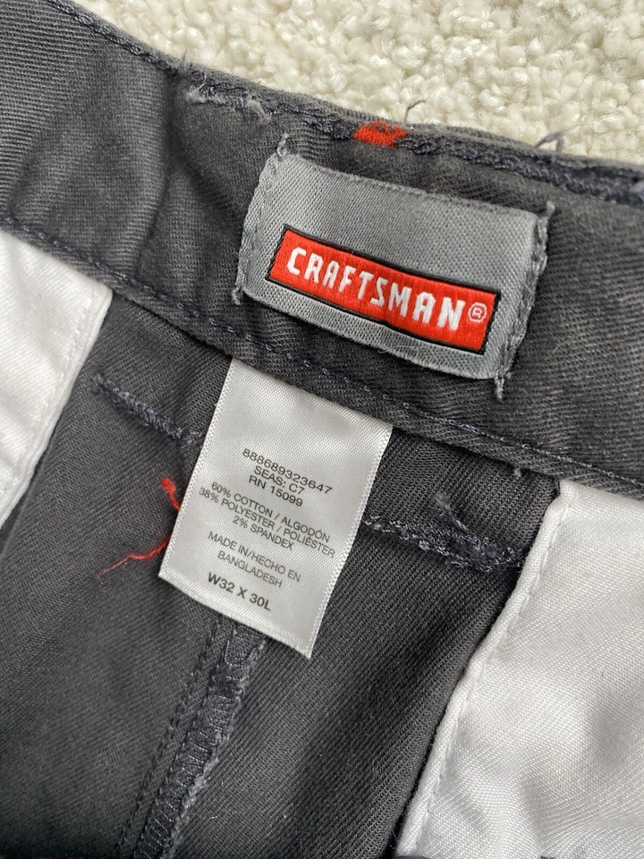 Calça Craftsman Masculina 32x30 28 Cinza Chino Perna Reta Lona Roupa de Trabalho Externa - Imagem 4 de 4