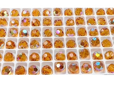Genuine Preciosa Czech Round MC Crystal Beads Topaz AB golden brown 7-8-9mm