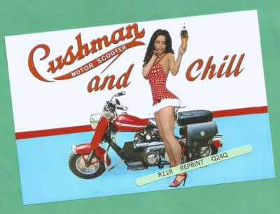 Found 4X6 PHOTO of Pretty Girl on a Cushman Motor Scooter