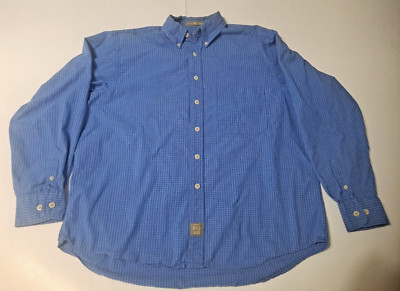 Khakis by Arrow Shirt Men's Medium Blue White Plaid Big Oxford Button Down