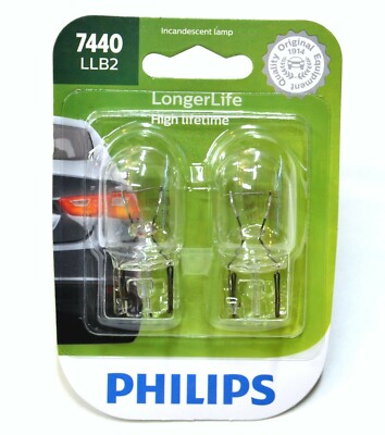 Philips LongerLife 7440 25W Two Bulbs DRL Daytime Light Replacement Stock Lamp