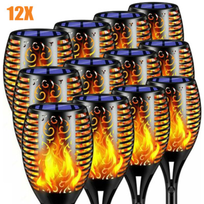 1/4/8/12PCS Solar Torch Flame Dancing Light LED Flickering Flame Lamp Garden