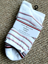 Image of 2 Pairs x TOMMY HILFIGER White Short Ankle TRAINER Sneeker SOCKS UK 2.5-5 35-38