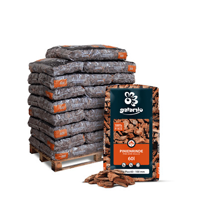 Palette 26×60 l 1560 l Pinienrinde 60 100 mm   Dekor | Öko Pinienmulch Deko Plus